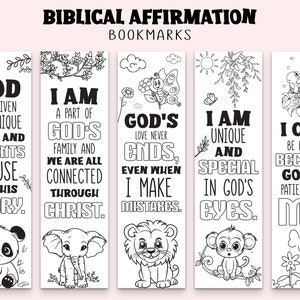 Set of 5 colorable bible bookmarks for kids-bible accessories,bible bookmark,bookmark favors,Christian kids colouring, kids Bible activity