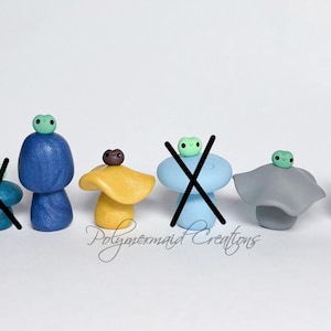 Micro frog on a mushroom - miniature polymer clay figure
