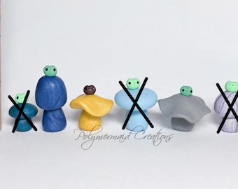 Micro frog on a mushroom - miniature polymer clay figure