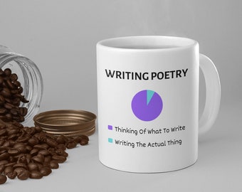 Tasse de poésie d’écriture drôle, écriture de poésie, passe-temps de poésie, cadeau d’écriture de poésie, cadeau de poète, tasse de poète, cadeau de poésie, cadeau de poète drôle, amoureux de livre