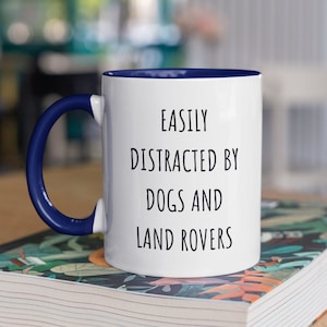 Land Rover Mug, Easily Distracted By Dogs And Land Rovers, Land Rover Gifts, Land Rover Defender, Dog And Car Lover, Mens Gift