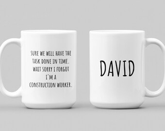 Tasse de construction personnalisée, cadeau pour travailleur de la construction, directeur de la construction, cadeaux de constructeur, cadeau d’entrepreneur, tasse de contremaître, réparateur