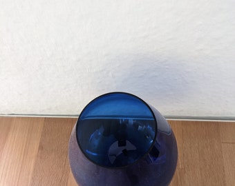 kleiner blauer Cognacschwenker, Vase, Dekoglas aus Glas