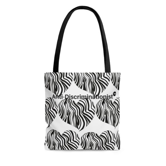 Zebra Heart White Tote Bag| Urban| Ethnic| Black owned shop| Hand Bag| White Tote| Linen Tote| Reusable Bag| Gift| Birthday| Awareness Tote|