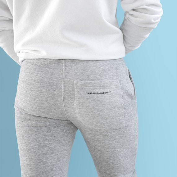 Anti-Discriminationist(Trademark) on the back pocket of Unisex Premium Fleece Joggers| Men| Women| Black owned shop| Jogging Pants| Workout|