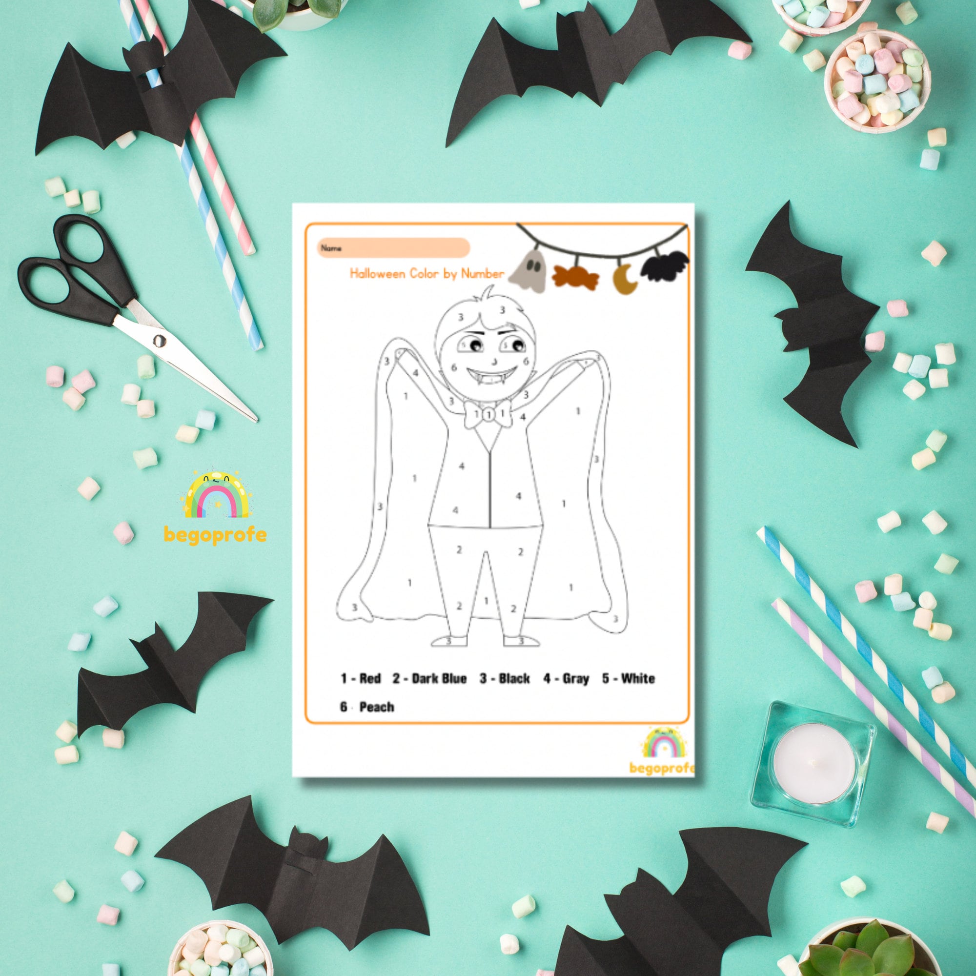 Halloween Color by Number, Worksheets Printable for Preschool, Number ...