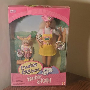1997 Osterei Jagd Barbie & Kelly Geschenk Set Puppen von Mattel Spielzeug - Nr. 19014 SELTEN - versiegelte Box - Mint in Box vintage alle Accessoires