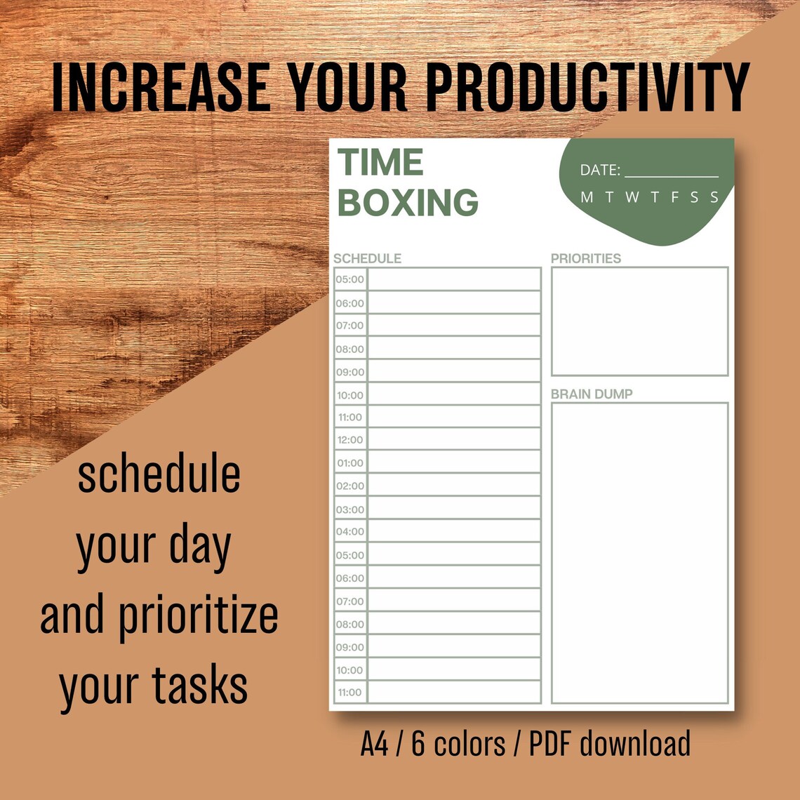 Time Boxing Printable Hourly Planner To Do List Template Etsy