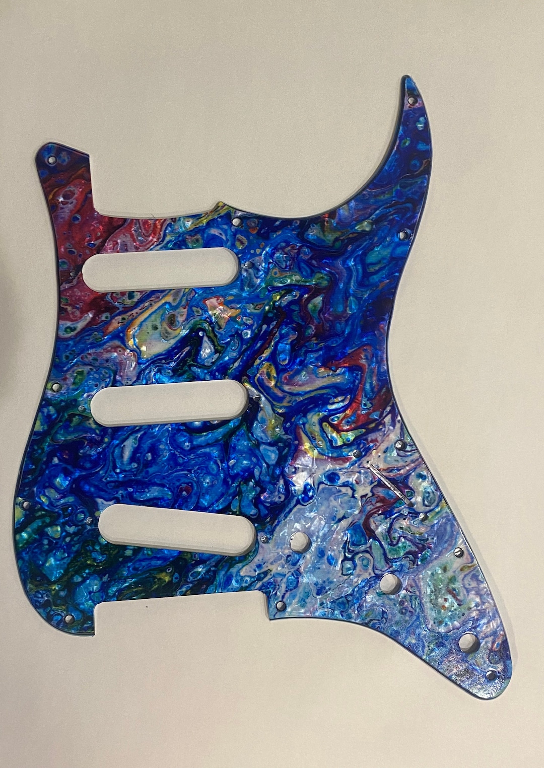 Fender Strat Pickguard / Multi Color Acrylic Pour 4 / Custom Pickguards