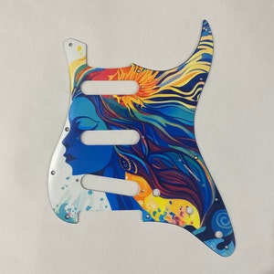 Fender Strat Pickguard / Mermaid Woman Pop Art / Custom Pickguards / Based in USA