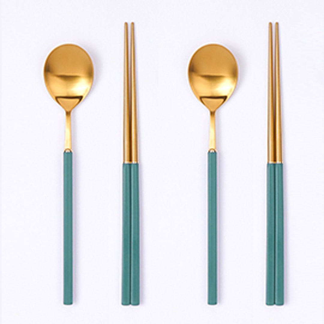 Gold Kspoon & Chopsticks for 2 People Set Etsy
