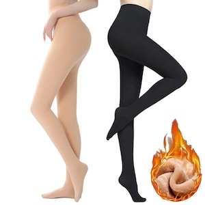 Women Thermal Tights Ladies thick winter thermal Tights Fleece Lined Tights Warm Thermal Soft Fleece Black tights afbeelding 1