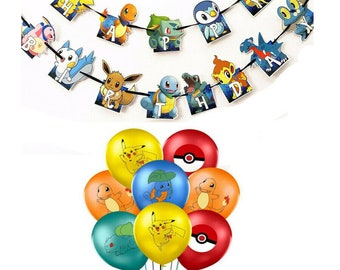 POKEMON Balloons Pokemon Banner Theme Party Supplies Pokemon Pikachu Balloons Party Decorations