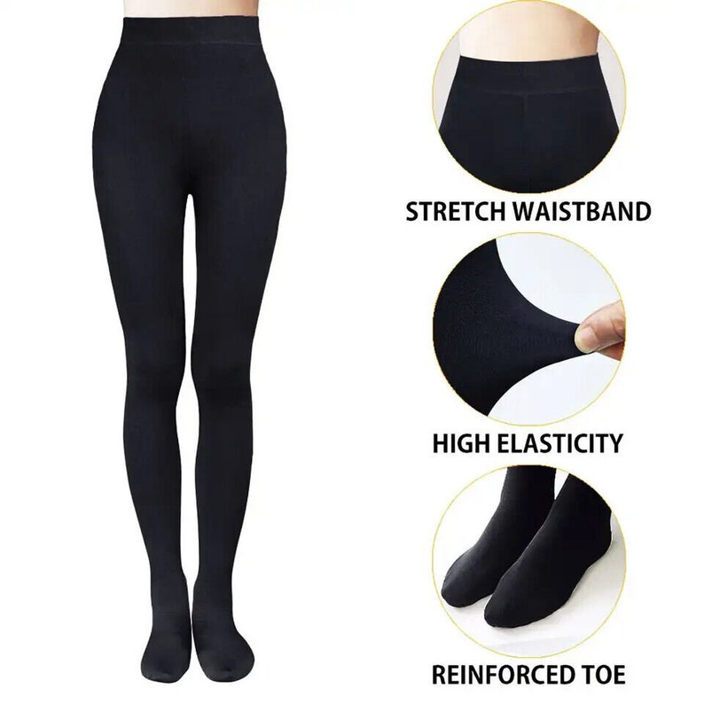 Women Thermal Tights Ladies thick winter thermal Tights Fleece Lined Tights Warm Thermal Soft Fleece Black tights afbeelding 5