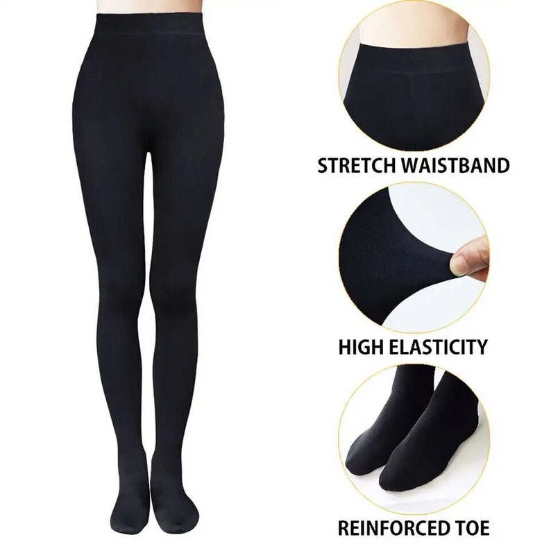 Women Thermal Tights Ladies Thick Winter Thermal Tights Fleece Lined Tights Warm Thermal Soft
