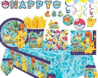 POKEMON Theme Party Supplies Pokemon Birthday Decorations Party Pokemon Tableware Banner Balloon Plates cups