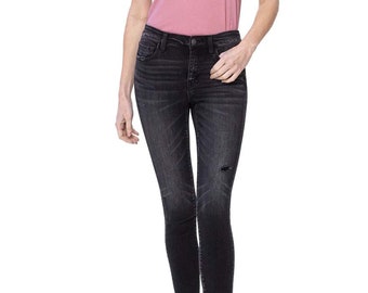 Flying Monkey - Mid Rise Crop Destroyed Hem Skinny Jeans - F5294