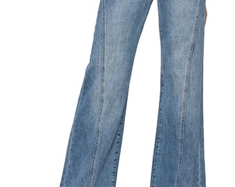 Risen Jeans - High Rise Button Down Front Seam W / Released Hen Wide Jeans - RDP5722