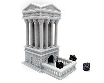 Grecian Temple Dice Tower and Tray: Immerse Yourself in Greek Mythos for RPG and DND Adventures! A Must-Have for Fans of Greek Architecture