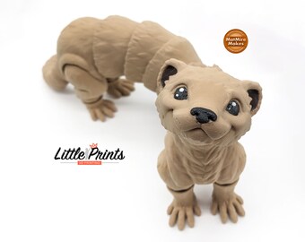 Ferret Fidget Toy - Articulating Poseable 3D Printed Pet and Desktop Decoration - Lifelike and Cute Ferret - Matmire Makes Design