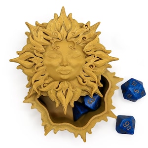 Boîte de dés Soleil céleste : coffre au trésor cosmique, rangement pour bijoux de joueur