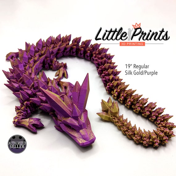 3D Printed Articulated Dragon Fidget Toy Silk Gold-Red PLA