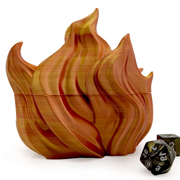 Sorcerer's Flame Dice Vault - 3D Printed Dice Holder for RPG Enthusiasts! Add Magic to Your Adventure with this Fun Dice Holder by Fates End