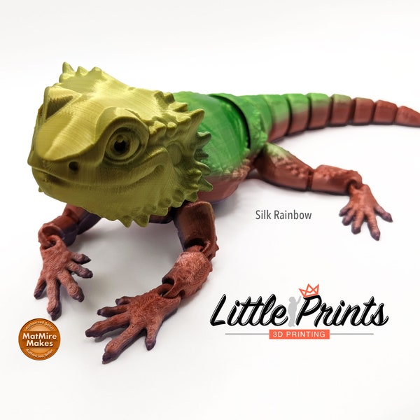 Bearded Dragon Fidget Toy - Playful Articulating Lizard for Desk, Reptile Sensory Toy and Comforting Worry Pet, 3D Printed by Little Prints