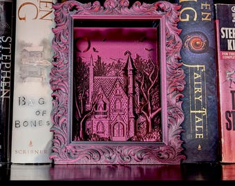 Midnight Manor Book Nook, Haunted House Bookshelf Insert, Gothic 3D Printed Diorama, Spooky Bookend Decor