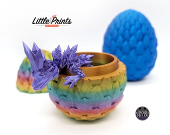 Dragon Egg with Baby Dragon Surprise Inside! Customizable Colours for Ultimate 3D Printed Personalized Gift or Party Favour!