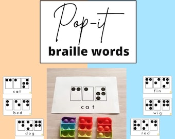 Palabras Pop-it Braille CVC / Sensorial / Juguete inquieto / Tarea de alfabetización / Escuela en casa o aula / Recurso inclusivo