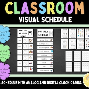 Emploi du temps visuel quotidien en classe | Cartes d'horaires de cours | Visuels pour l'éducation spéciale | Routine en classe