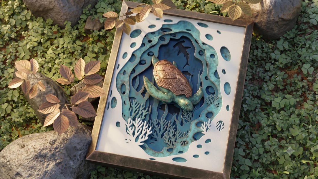 Layered Wood Sea Turtle Wall Art: Parametric Design Laser Files - Etsy
