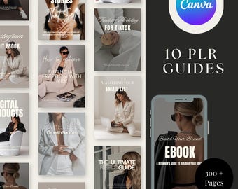 10 個の PLR ガイド バンドル、再販権、Canva、MRR、デジタル製品、Done For You、顔の見えないマーケティング、オンラインでお金を稼ぐ、編集可能、電子書籍