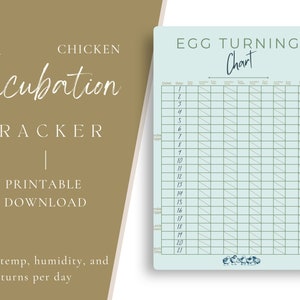 Egg Turning Chart, Incubating Chickens, Incubation Planner, Printable Incubation Calendar, Homestead Calendar, Egg Humidity and Temp Tracker