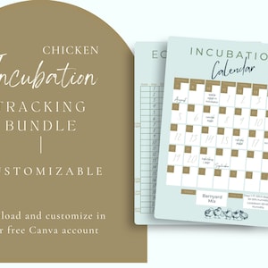 Customizable Download Chicken Egg Hatching Bundle Egg Incubation Canva Template Calendar Egg Turning Chart Temperature and Humidity Tracker