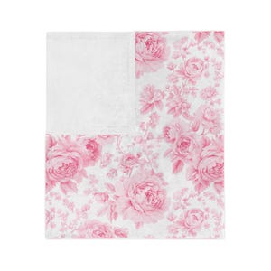 Rosa Rose Toile Decke: Shabby Chic Samt Überwurf