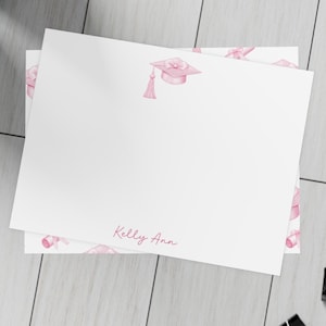 Graduierung personalisierte Briefpapier, Abschlusskappe High School Briefpapier, kundenspezifische Dankesnotizen, Notecards College, inklusive Umschläge
