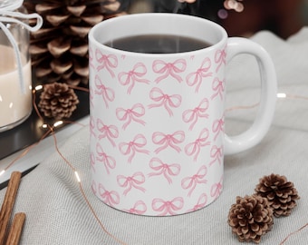 Tazza con fiocco rosa, tazza da tè e caffè femminile, regalo di Pasqua