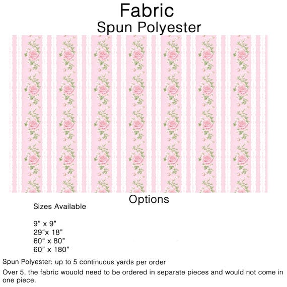 Pink Rose Floral Stripe Fabric (Spun Polyester), Cottagecore Fabric, Shabby Chic Striped Flower Fabric Material