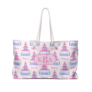 Personalized Chinoiserie Mahjong tote, Pink Mahjong tote, Preppy mahj bag, Mah-jongg carry all, Gift For Mahjong Lover, Rack Tile Mahj Bag