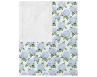Blue Hydrangea Velveteen Blanket: Lightweight Fleece Throw