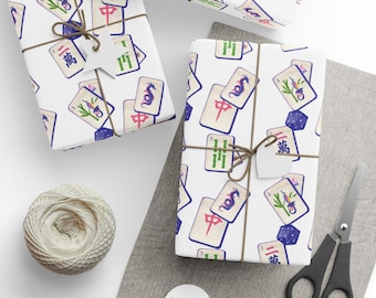 Mahjong Wrapping Paper, Chinoiserie Gift Wrap, Preppy Style