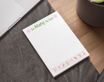Mahjong Tile Notepad – "So Mahj To Do!" Stationery, 50 Sheets