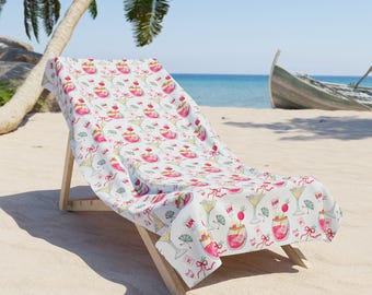 Mahjong Chinoiserie Cocktail Beach Towel, Pool Accessory, Gift For Player