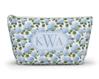 Personalized Hydrangea Mahjong Tile Pouch, Preppy Mahj Bag