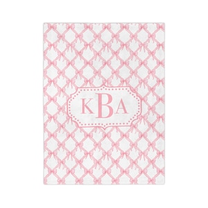 Coquette Pink Bow Blanket, Velveteen Lightweight Throw, College Dorm Decor, Gift For Her, Bedding, Bedroom Decor, Home Decor, Gift College