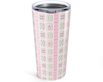 Mahjong Tiles Tumbler, Insulated Stainless Steel, Gift for Mahj Lover, 20oz