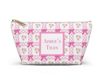 Personalized Mahjong Tile Bag: Pink Chinoiserie Travel Pouch