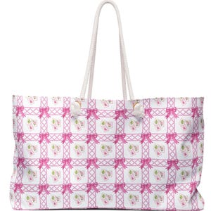 Mahjong Tote Bag, Mahj Travel Luggage, Mahjong, Grand Millennial Pink Chinoiserie, Preppy Game Travel Tote, Gift,Mahjongg Player Supply Tote